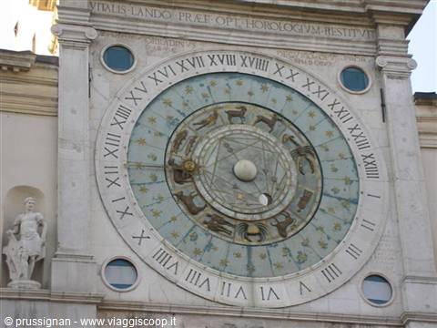 Astronomical zodiac clock in marble on Padua's Torre dell'Orologio
