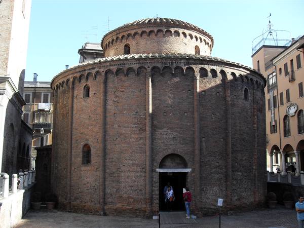 The Rotonda di Mantova, circular brick church with arched entrance