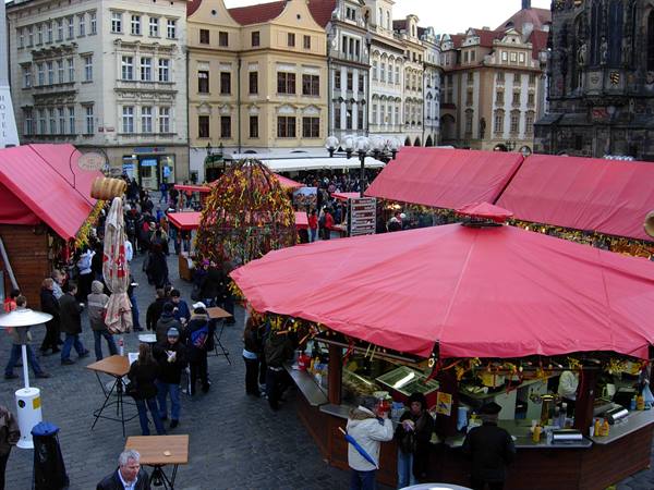 Market stalls in the square