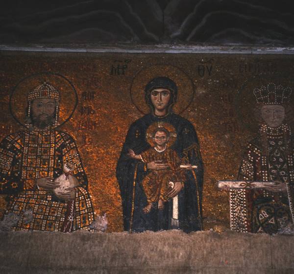 Byzantine mosaic of Virgin and Child flanked by emperors, Hagia Sophia, Istanbul