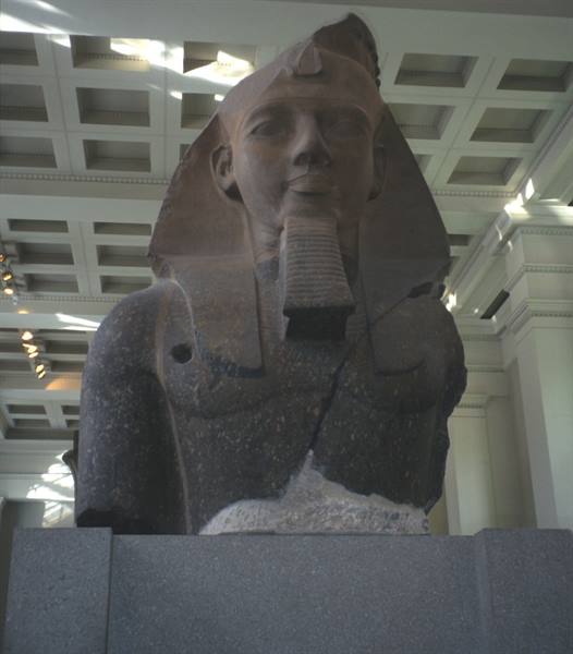 Massive granite bust of Ramesses II in the British Museum, London