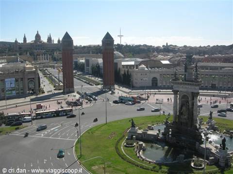 Venetian towers and monumental fountain at Plaça d'Espanya, Barcelona