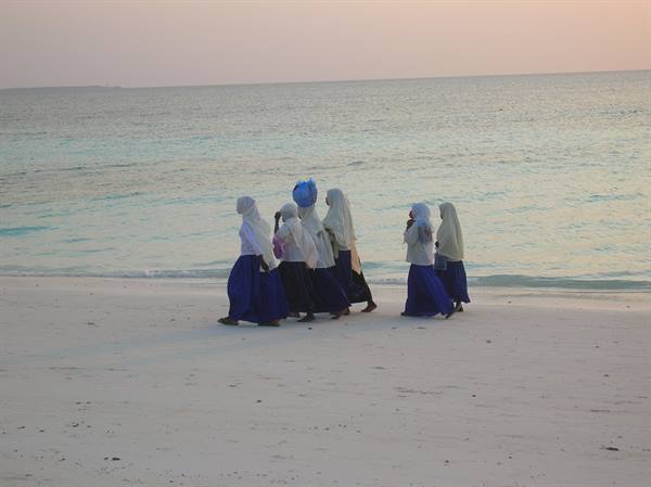 Girls coming back from school