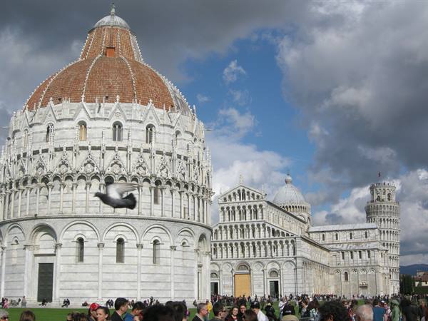 Baptistery, Cathedral and leaning Tower in white marble at Piazza dei Miracoli, Pisa
