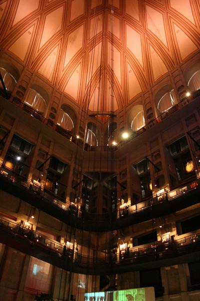 Brick vaulted ceiling of the Mole Antonelliana, Cinema Museum hall in Turin