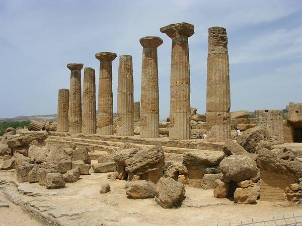 Doric columns of the Temple of Hercules in the Valley of the Temples, Agrigento