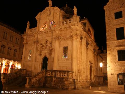 Baroque Saint Blaise Church lit up at night, Dubrovnik
