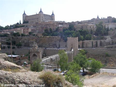 The Alcázar of Toledo above the stone Alcantara bridge