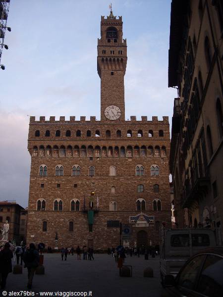 Palazzo Vecchio in Piazza della Signoria, Florence, at dusk