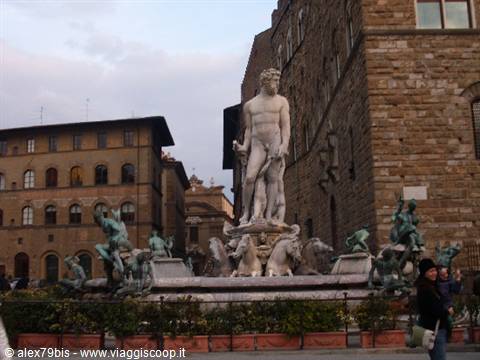 The marble and bronze Neptune Fountain in Piazza della Signoria, Florence