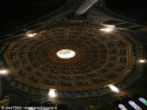 Octagonal dome of Siena Cathedral with frescoes and lantern