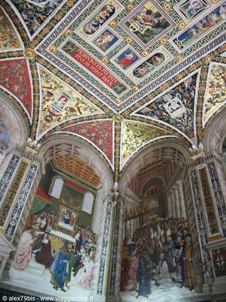 Frescoed vault and Pius II stories, Piccolomini Library in Siena Cathedral
