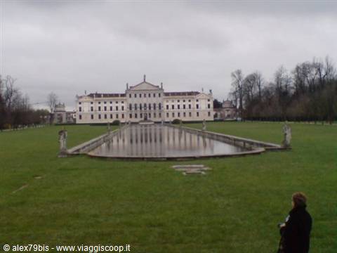 Villa Pisani in Stra with its long reflecting pool between statues and green lawn
