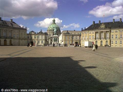 Rococo palaces and equestrian statue at Amalienborg square, Copenhagen