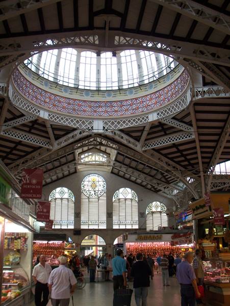 Valencia Central Market, iron and glass dome above the stalls