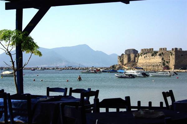 Methoni the fort from a taverna