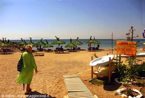 Parasols and sunbeds