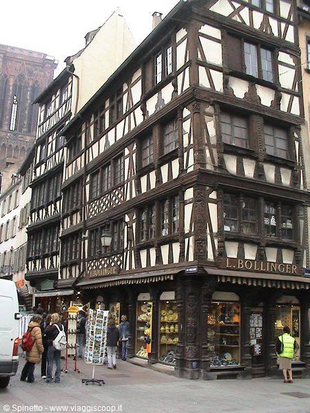 Tourists in front of the historic Kammerzell half-timbered house in Strasbourg