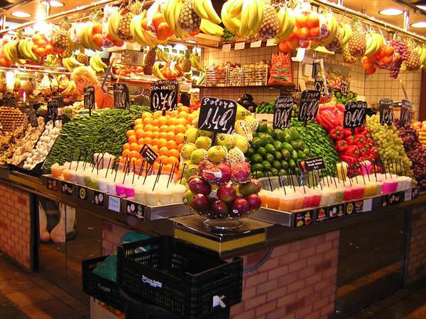 A TYPICAL FRUIT STALL AT THE MARKET