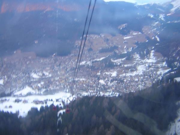 ORTISEI SEEN FROM ABOVE FROM THE ALPE DI SIUSI CABLE CAR