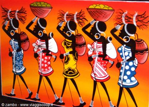 Naive painting: Maasai Women