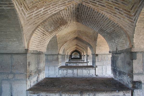 Brick arches of Si-o-se-pol bridge in Esfahan, morning light
