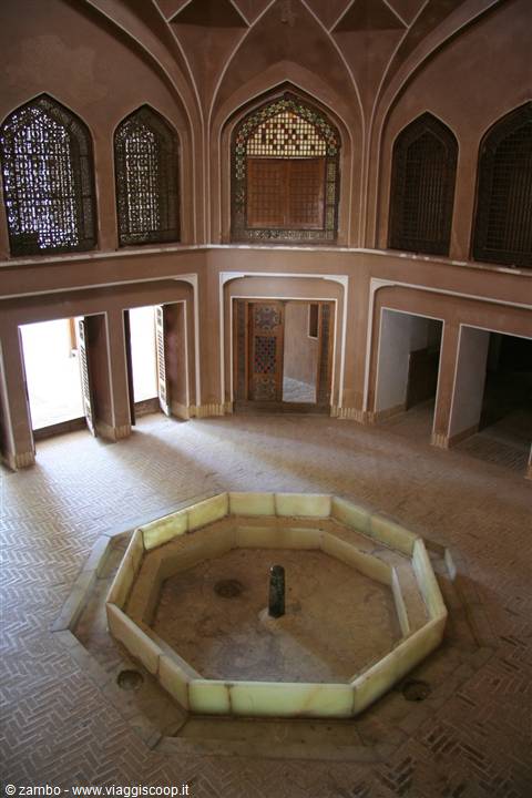 Octagonal hall with marble pool and latticed windows, Dowlatabad Garden, Yazd