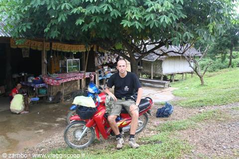 On the motorbike....