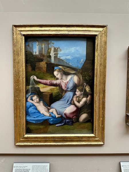 In front of Raphael's Madonna of the Pinks, silent wonder at the National Gallery.