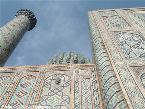 Samarkand, Registan Square, Mosque of the Lions, detail