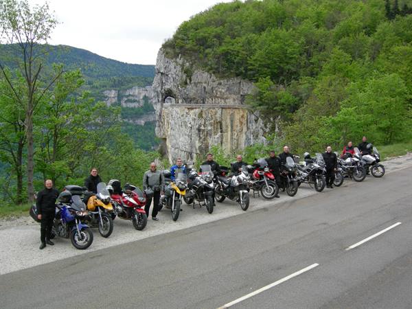 The Motoamici Group on the Route de Combe Laval - Vercors Park