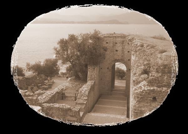 Ancient Roman stone ruins overlooking Lake Garda, Sirmione