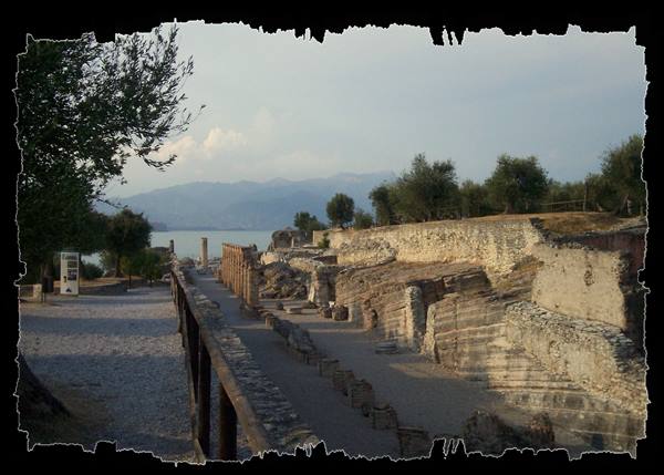 Roman ruins of Grotte di Catullo in Sirmione, overlooking Lake Garda