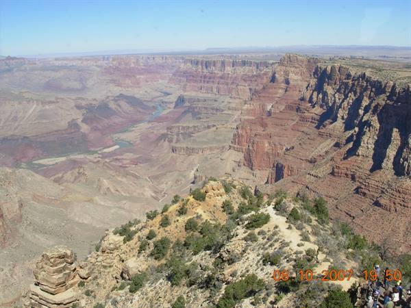 The Grand Canyon with the Colorado River between red rock walls