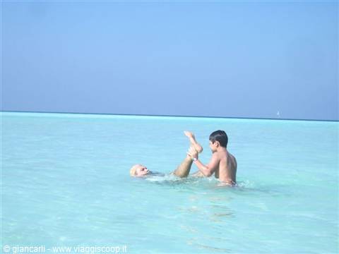 playing in the water with dad