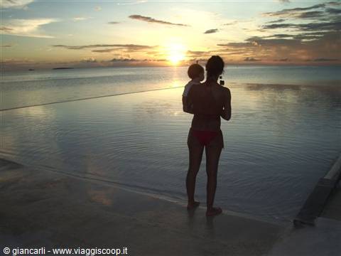 sunset in the pool