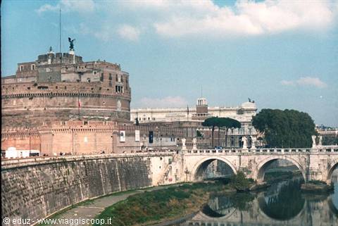 Castel Sant'Angelo and bridge over the Tiber in Rome, daylight