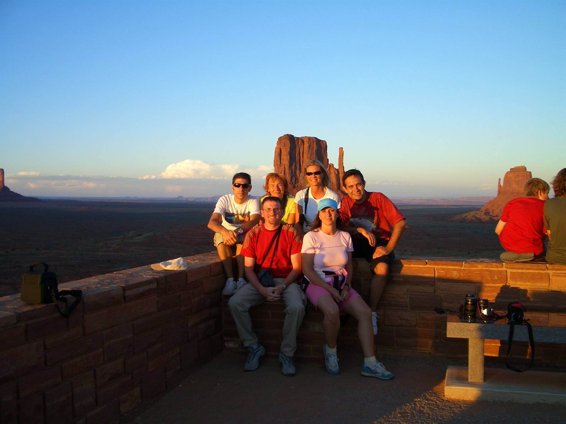 group photo at sunset