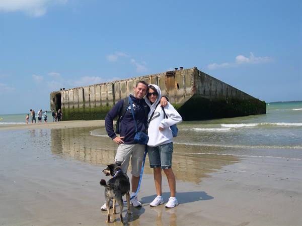 PART OF A STRANDED PONTOON ON THE BEACHES OF ARROMANCHES (LOWER NORMANDY)