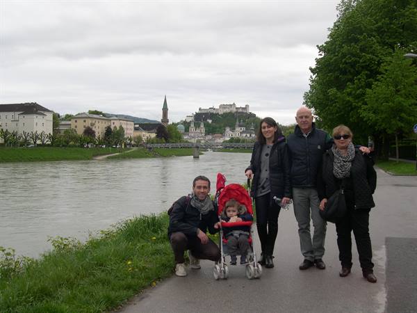 ALONG THE SALZACH RIVER IN THE HEART OF SALZBURG . . .