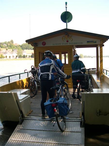 ON THE LITTLE BOAT TO CROSS THE GREAT DANUBE