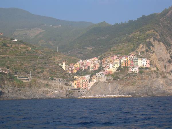 ONE OF THE FAMOUS VILLAGES SEEN FROM THE SEA