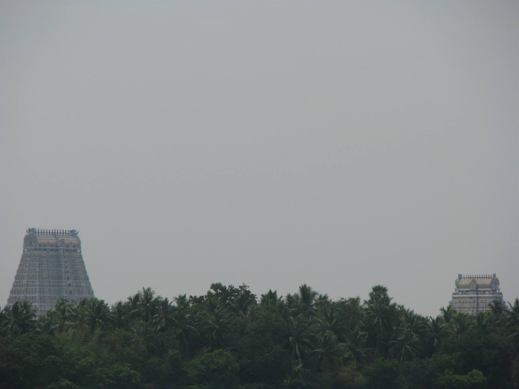 Srirangam Temple, seen from the bed of the Kaveri river