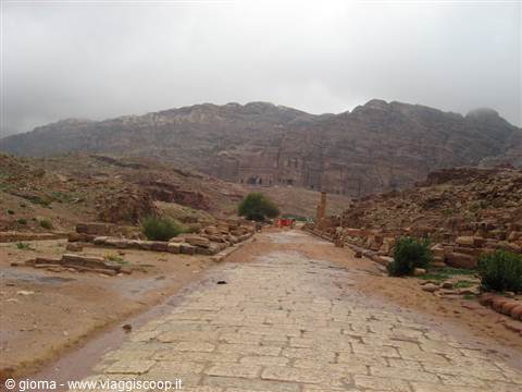 Petra Roman road with water