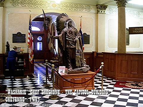 Bronze statue of Shoshone chief Washakie inside the Wyoming Capitol, Cheyenne
