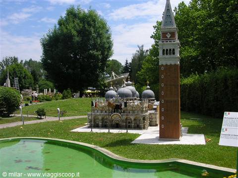 Miniature model of St Mark's Basilica and bell tower at Italia in Miniatura park