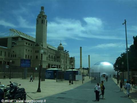 Tower of Lluís Companys Olympic Stadium and Palau Sant Jordi dome, Barcelona