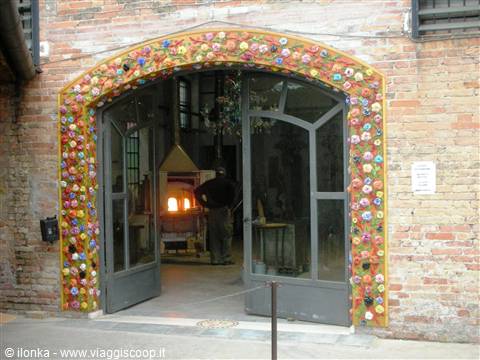 glass-working furnace in murano