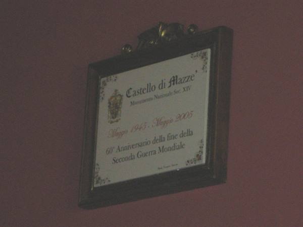 plaque inside the castle