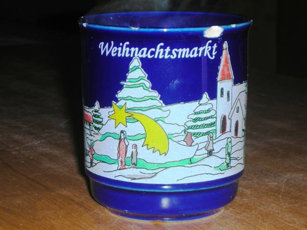 mulled wine and Christmas mugs